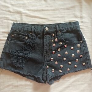 Forever 21 Black Jean Shorts with Studded Details